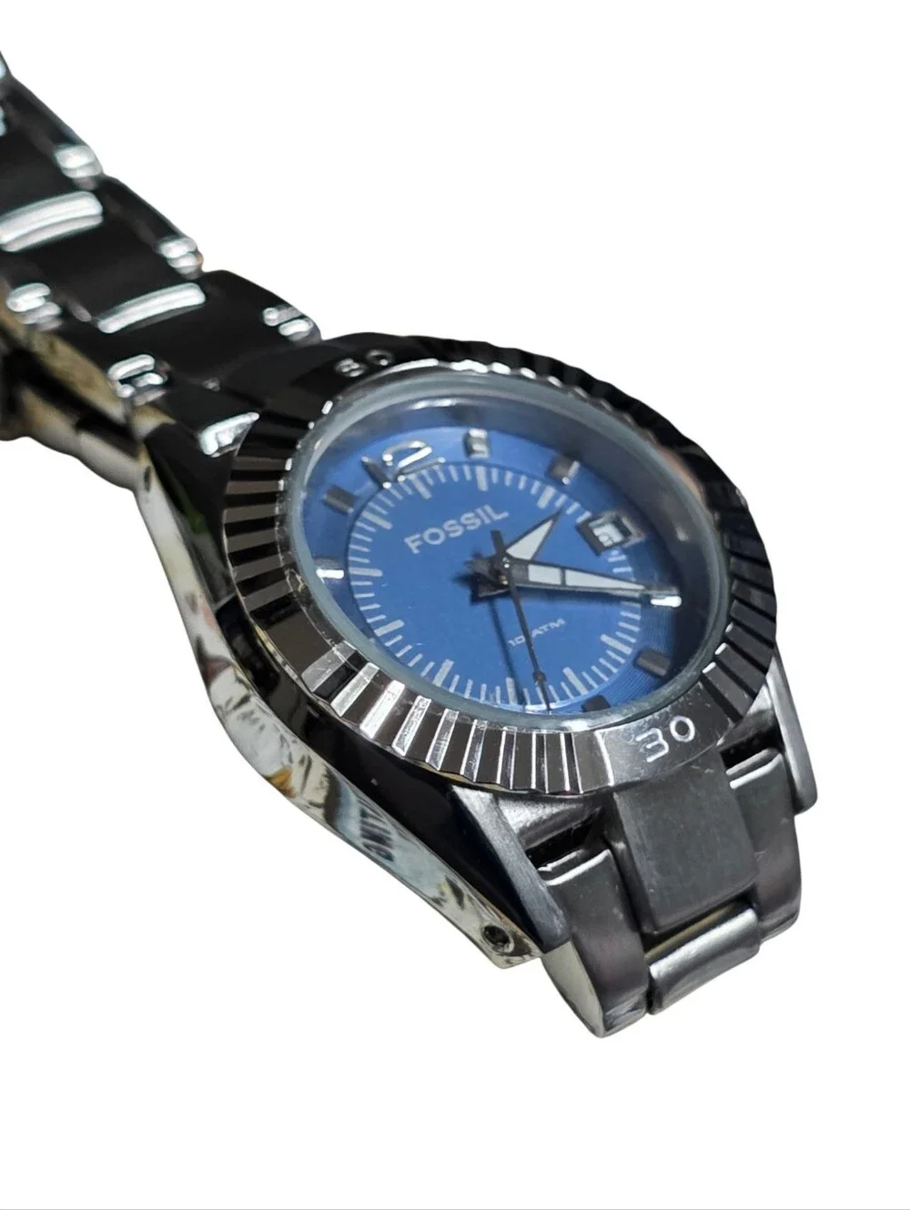 Dolan Geiman With FOSSIL 2010 Womens Watch Blue Face. BRAND NEW (DEAD BATTERY)